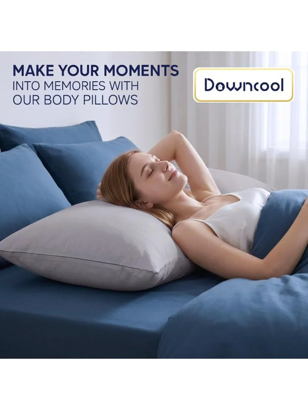 〽️Large Body Insert Breathable Full Body Pillow Long Bed Pillow Grey 20x54 Inch